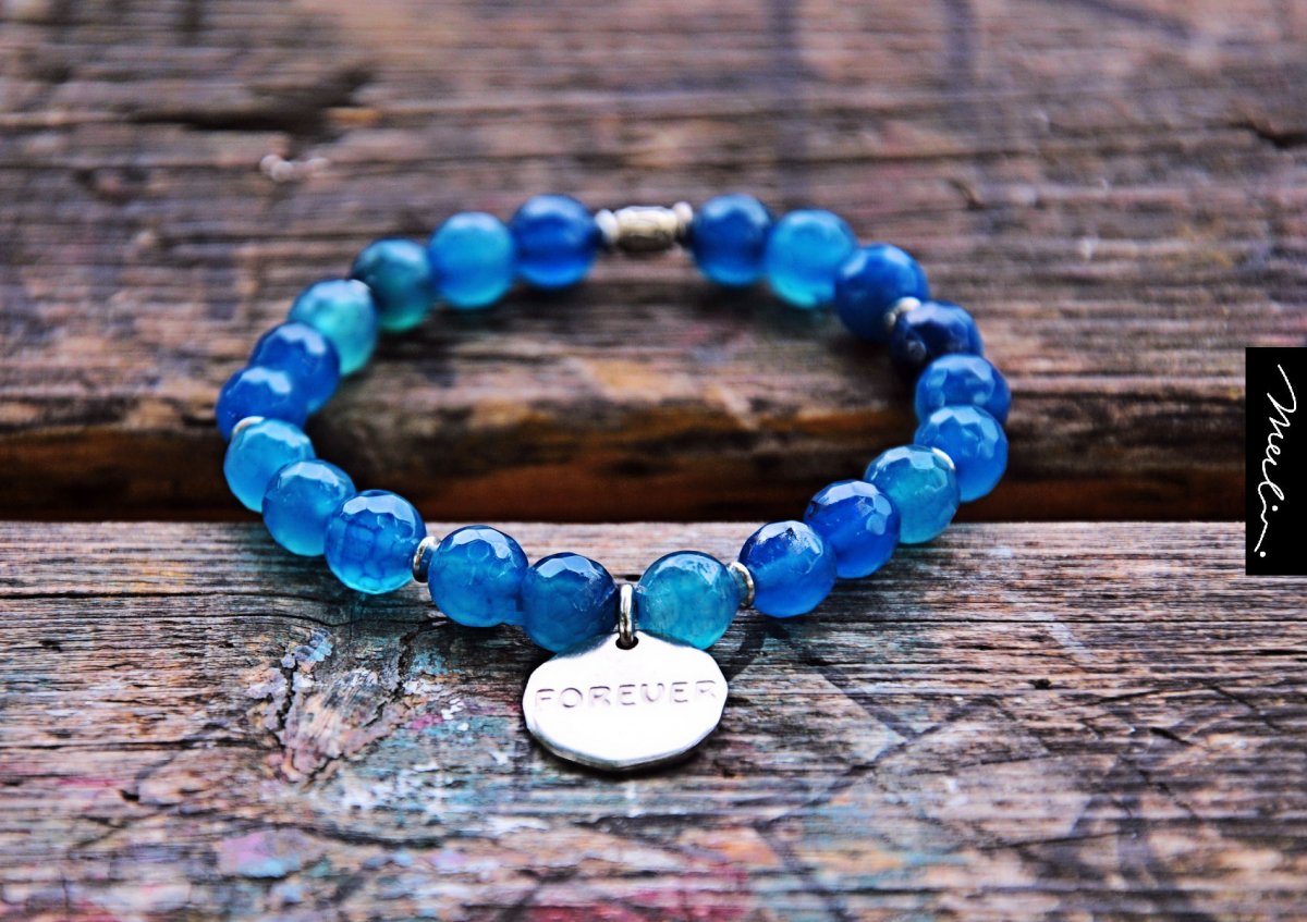 Náramek z minerálů - Forever - fazetovaný achát