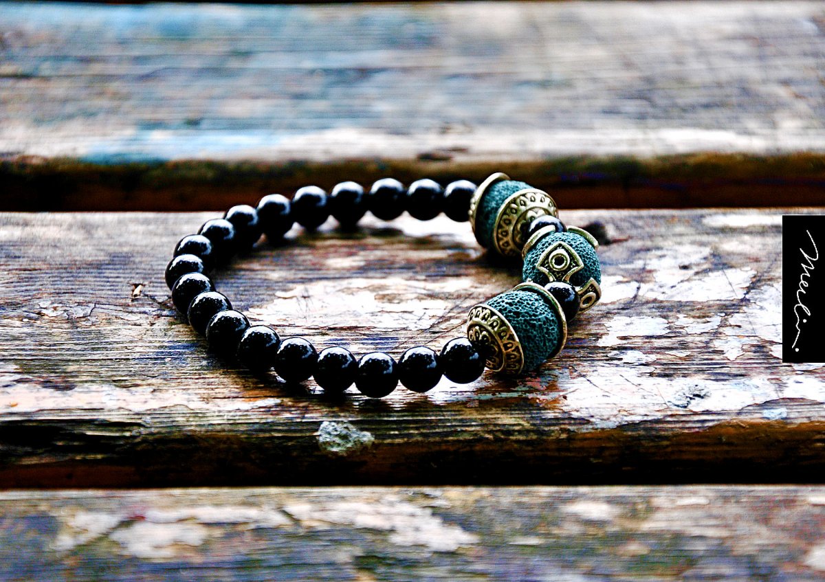 Energetický náramek z lávy a křemene