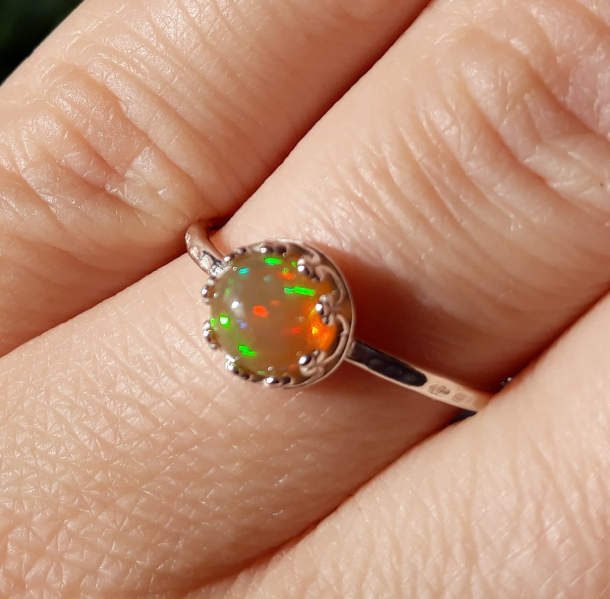 Stříbrný prsten s etiopským opálem vel. 55 Ag 925/1000