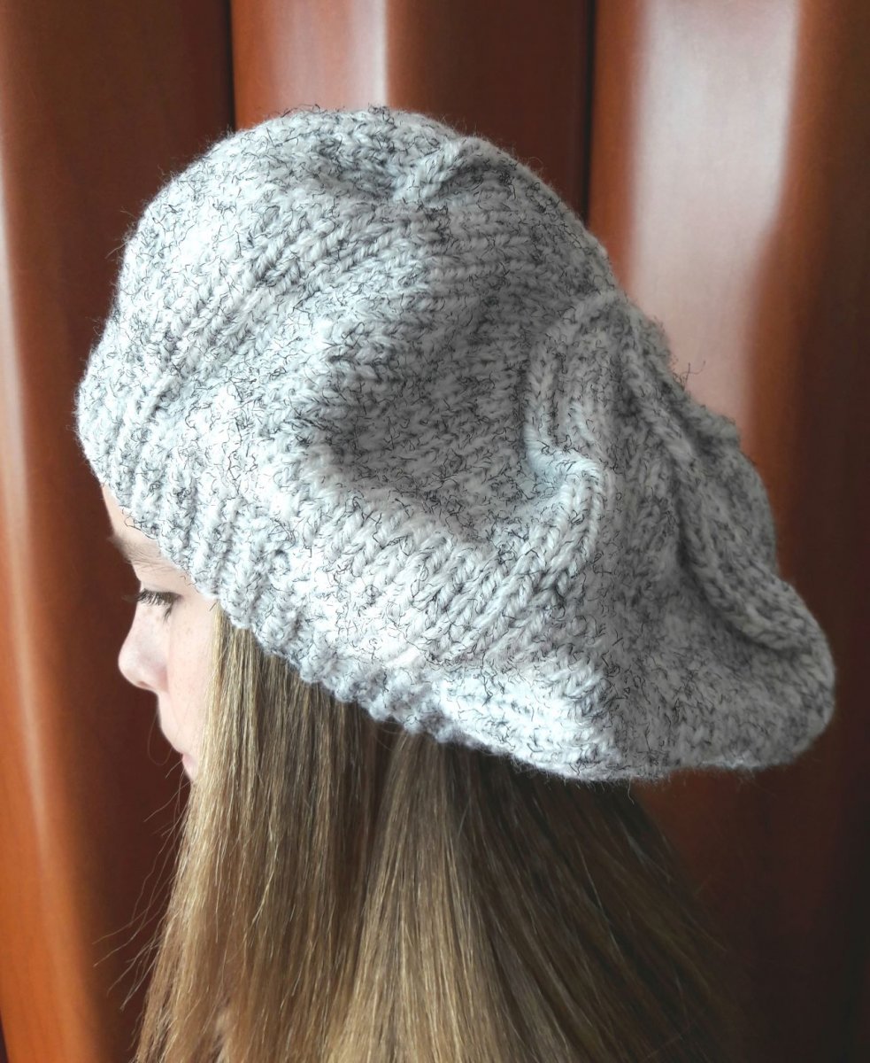Pletený baret - sv.šedý melír