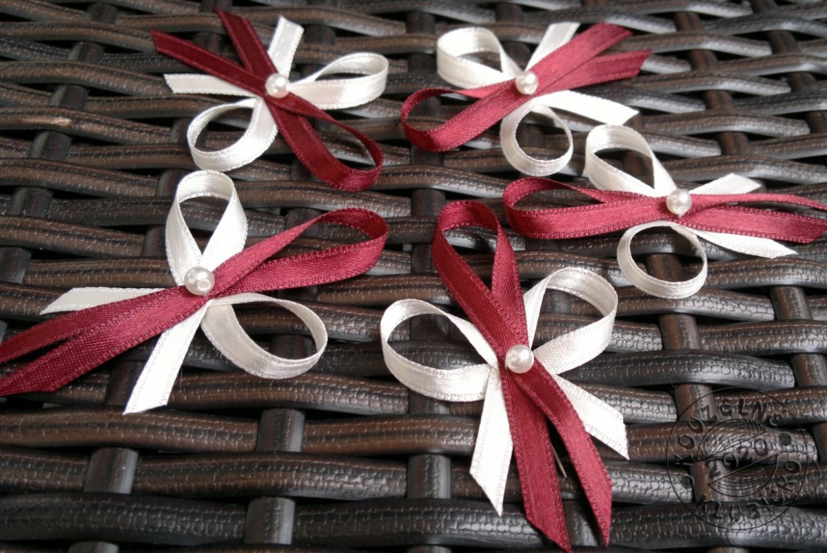 Svatební vývazek smetanová/vínová