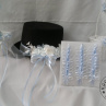 Svatební košíček menší /světle modré a bílé zdobení