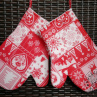 Vánoční chňapka červený PATCHWORK s poutkem a magnetem - cena za 1 ks