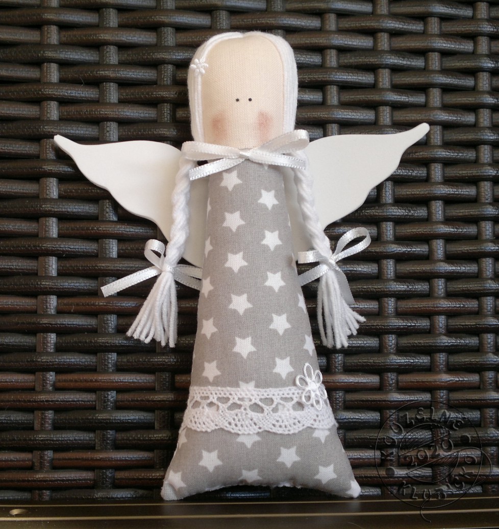 Andělka - BÍLÉ HVĚZDIČKY na ŠEDÉ