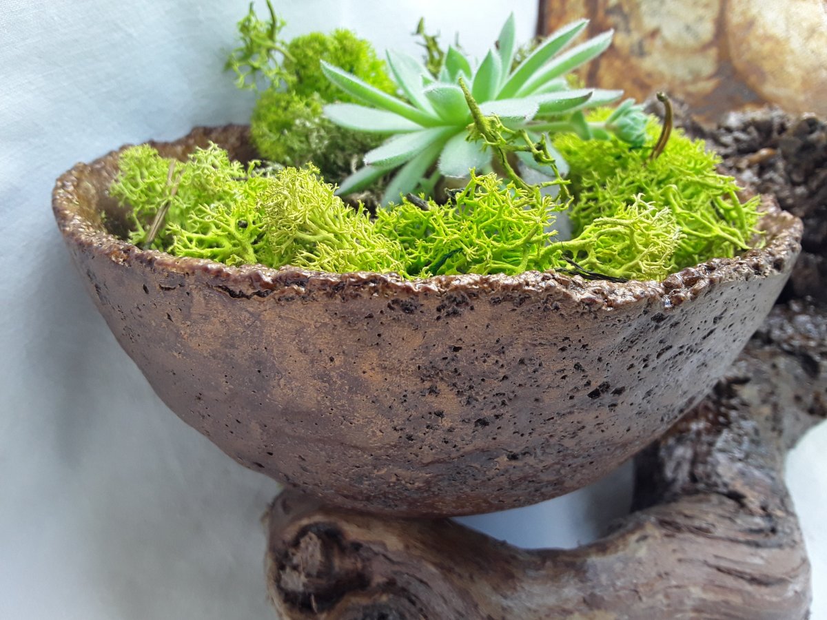 Beton-miska k osázení "Šelak+vosk"