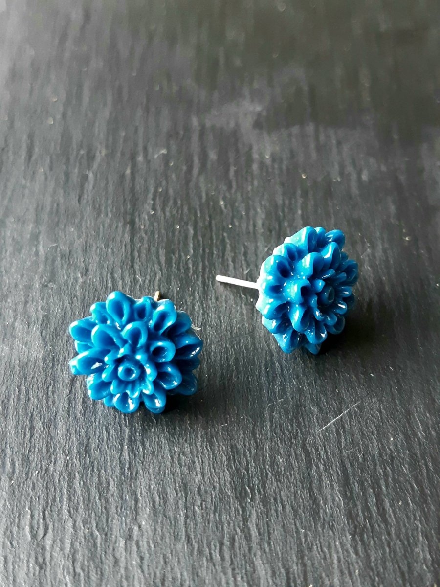Květinové náušnice - modré
