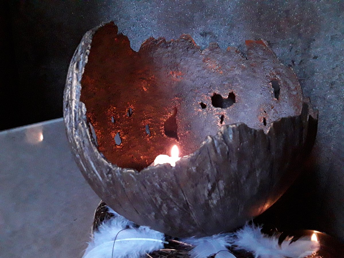 Betonová koule svícen  "Hnědá+bronz"