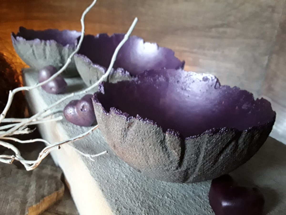 Betonové mističky "Šedá+ fialová metalíza"