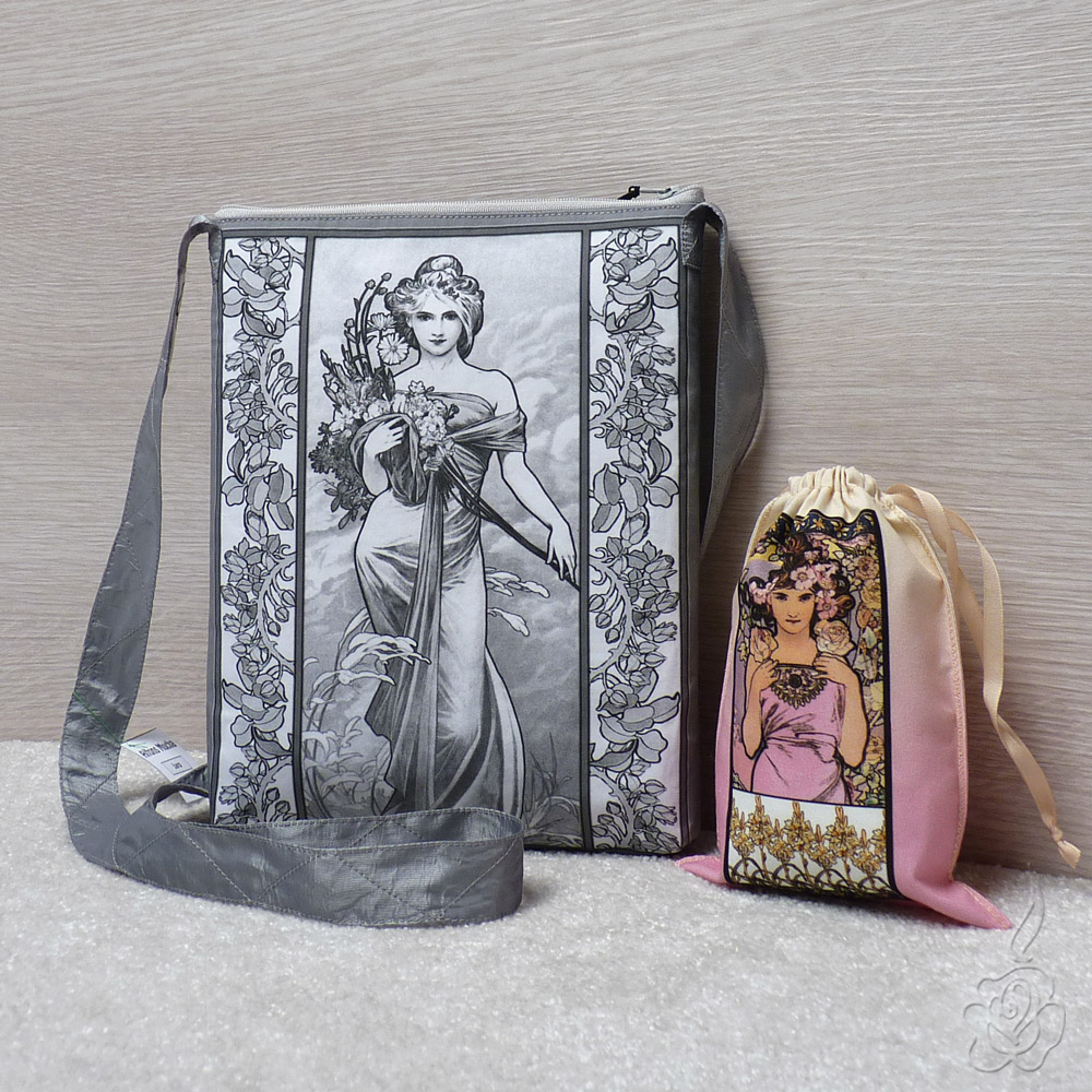 Šedobílá kabelka Alfons Mucha - Jaro