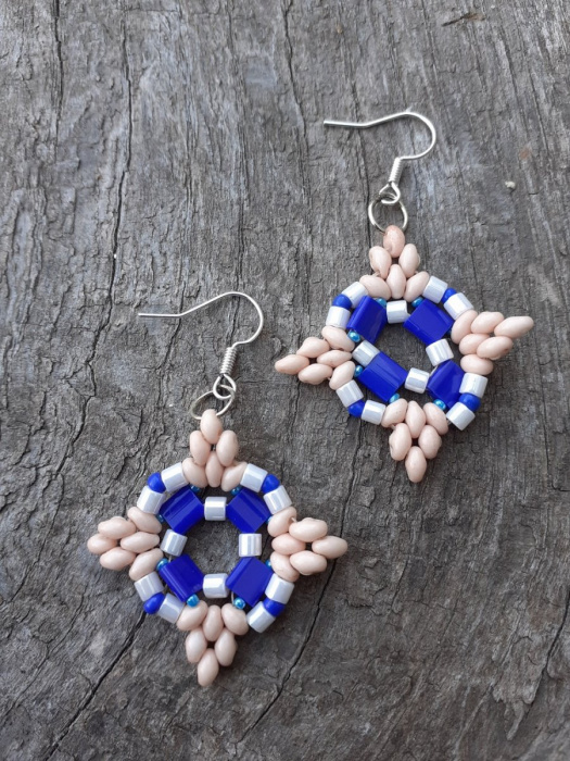 náušnice čtverce v modré