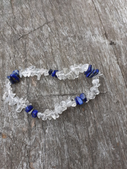 náramek ze zlomků - křišťál - lapis lazuli