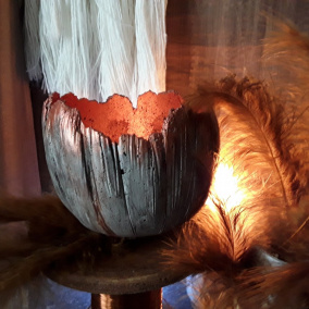 Betonová skořepina-svícen " Šišounek+měď "