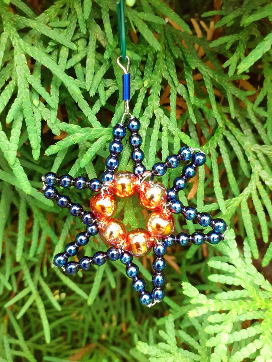 perličková vánoční hvězda - modrá