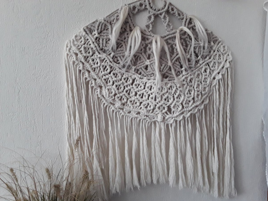 Autorské macramé "Přírodní+len+banánové vlákno"