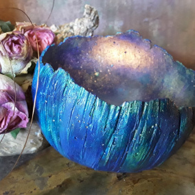 Betonová skořepina svícen " Petrol+modrá+zelená "