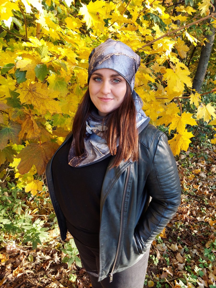 Nákrčník / šála - Mramor šedý