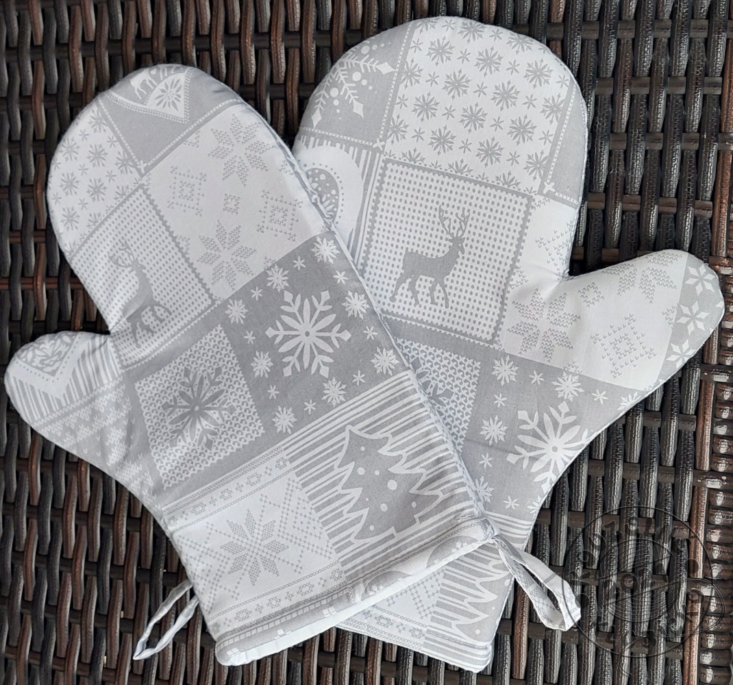 Vánoční chňapka šedý PATCHWORK s poutkem a magnetem - cena za 1 ks