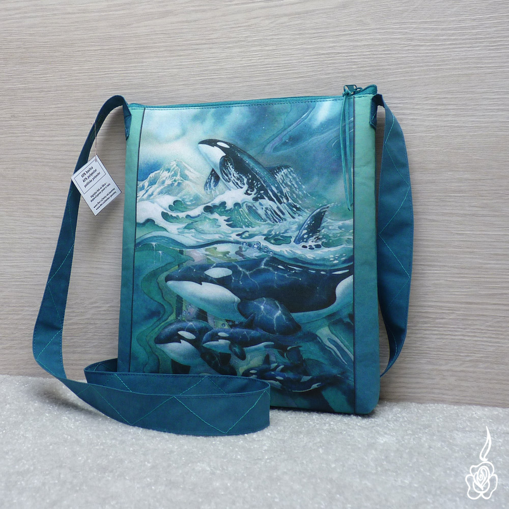 Menší tyrkysová kabelka - Kosatky