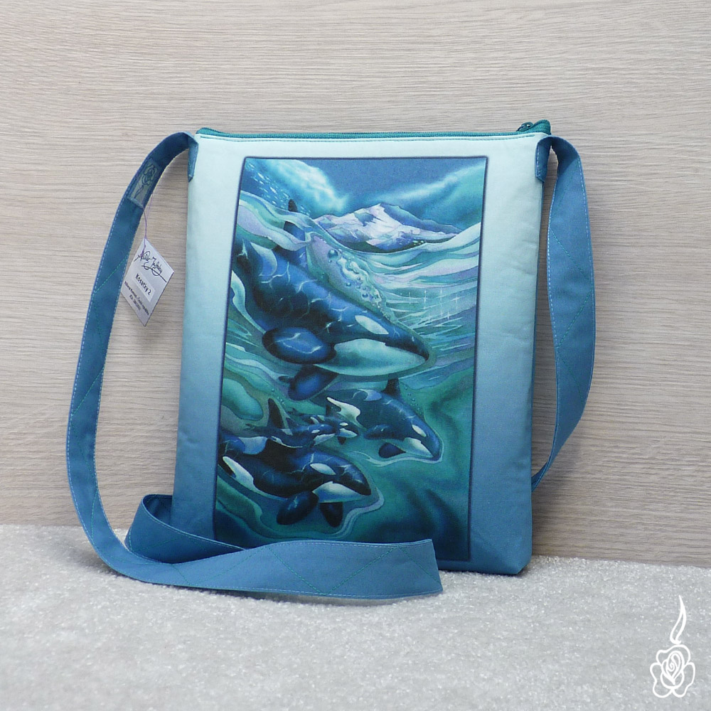 Menší tyrkysová kabelka - Kosatky 2