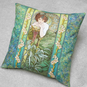 Polštář Alfons Mucha - Smaragd