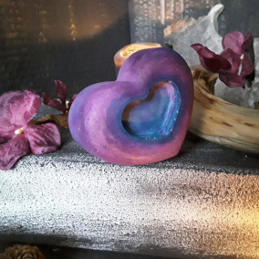 Betonové srdíčko " Fiala+petrol "