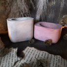 Duo svícen beton " Přírodní+starorůžový "