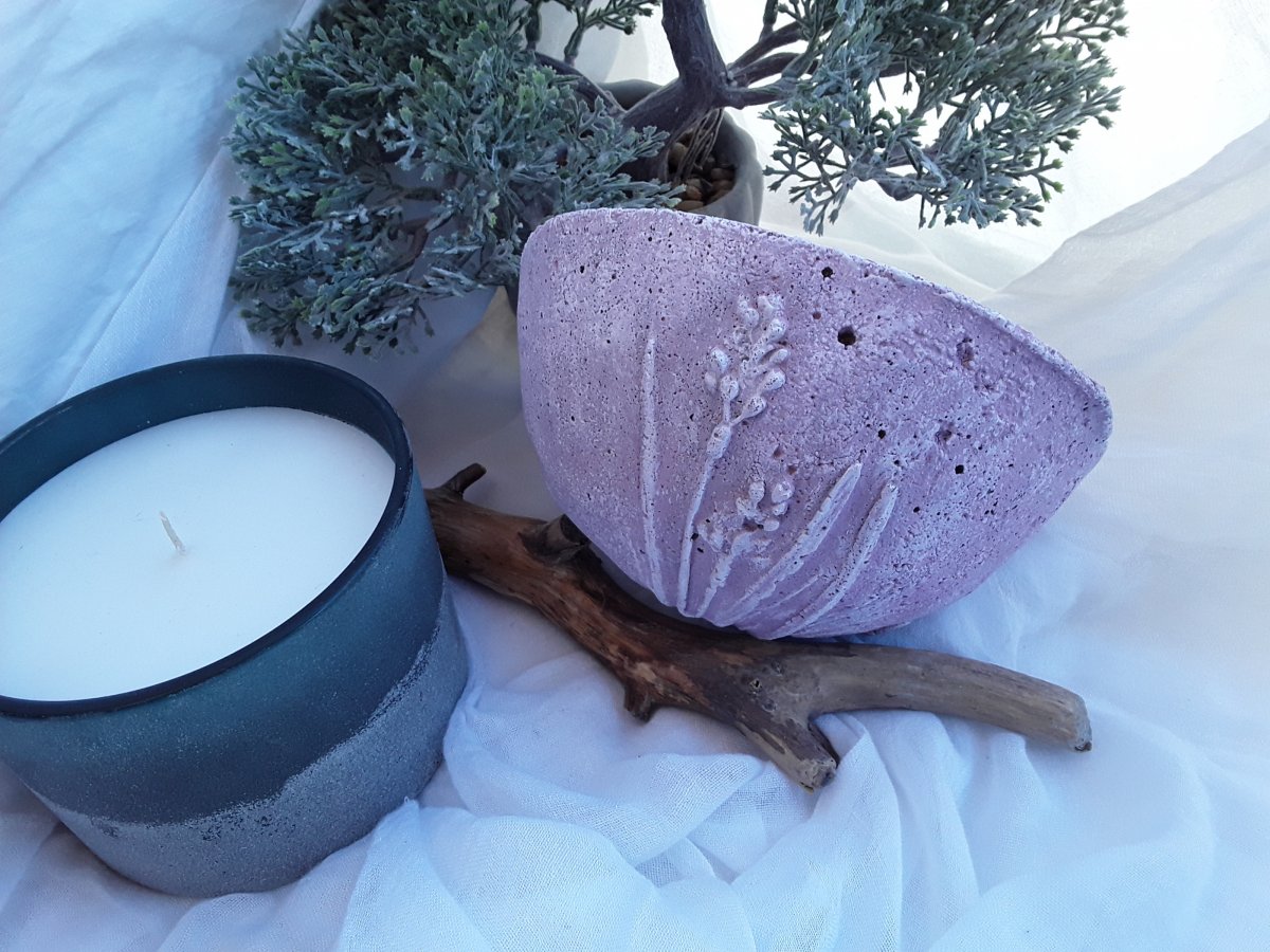 Miska-beton " Pudr. otisk levandule "