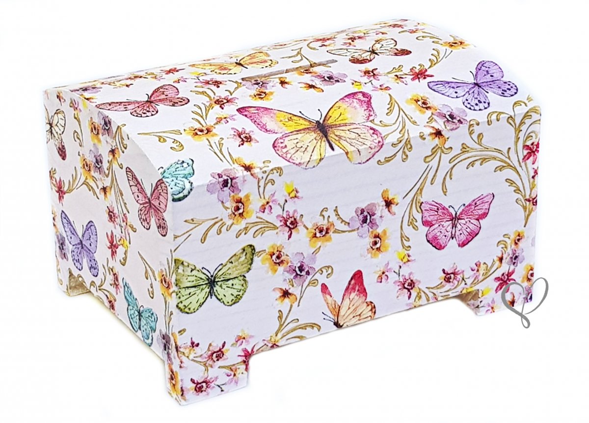 dřevěná pokladnička něžní motýlci