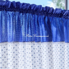 Kombinovaná záclonka, lemovaná bílou krajkou šíře 45 mm, 20 mm