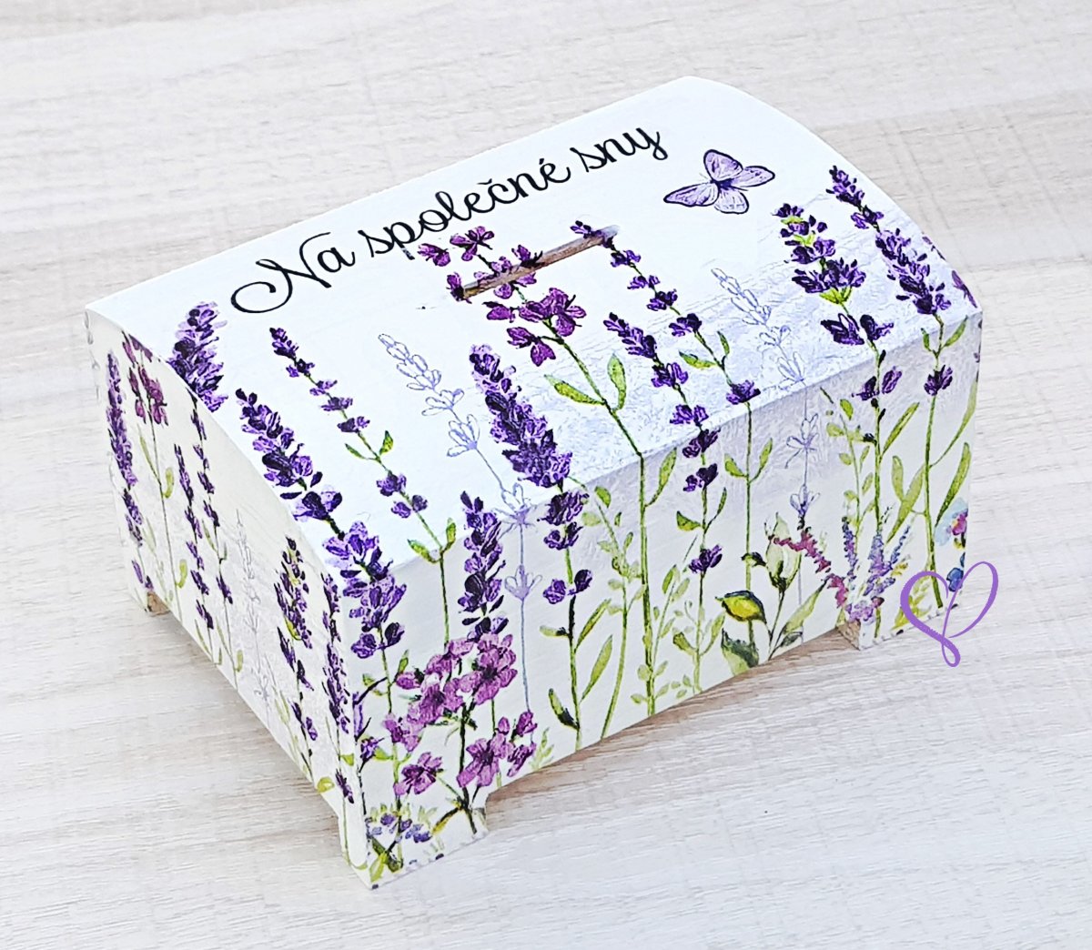 svatební kasička pokladnička levandule