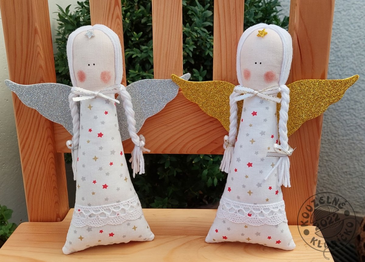 Andělka - ŠEDÉ,ČERVENÉ,ZLATÉ HVĚZDIČKY glitr křídla/2 varianty na výběr