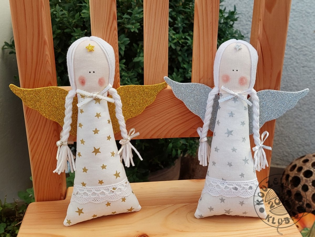 Andělka - BÍLÁ  s HVĚZDIČKAMI glitr křídla/2 varianty na výběr