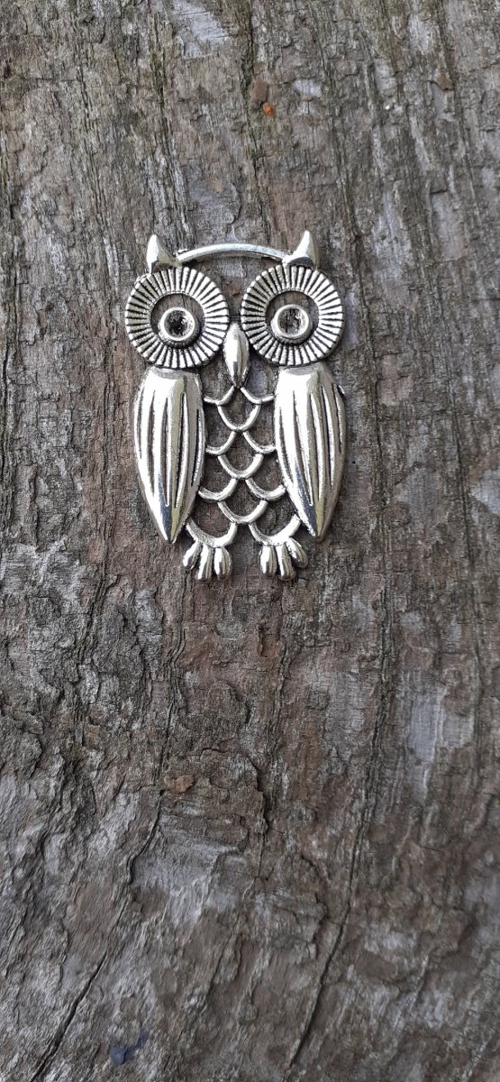 Přívěsek sova 21 x 34 x 2, barva starostříbro