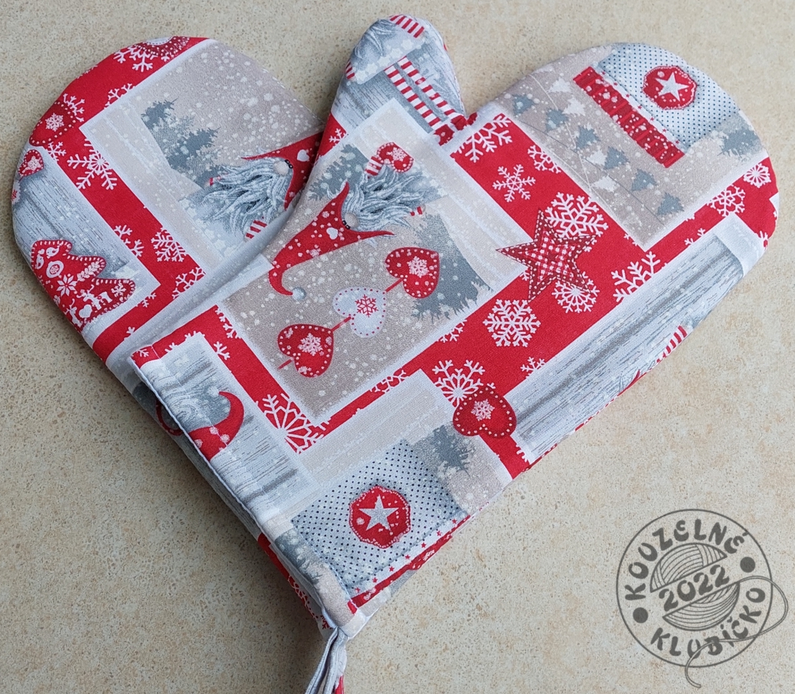 Vánoční chňapka vánoční patchwork  - s poutkem a magnetem - cena za 1 ks