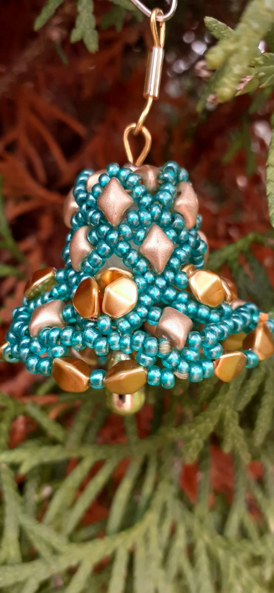 vánoční zvonek zelenozlatý