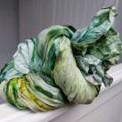 Šál hedvábný,180x90cm, Oliva/Citrus