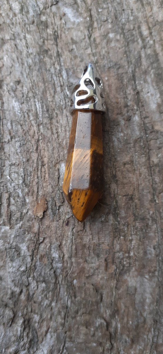 přívěsek tygří oko 33-40x8-10 mm