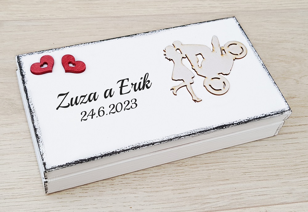 svatební truhlička na bankovky motorkářská 