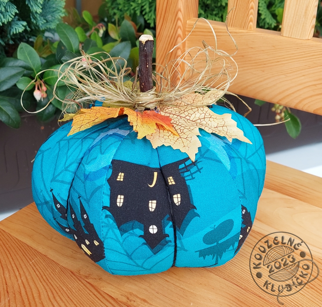 Šitá dýně TYRKYSOVÝ HALLOWEEN