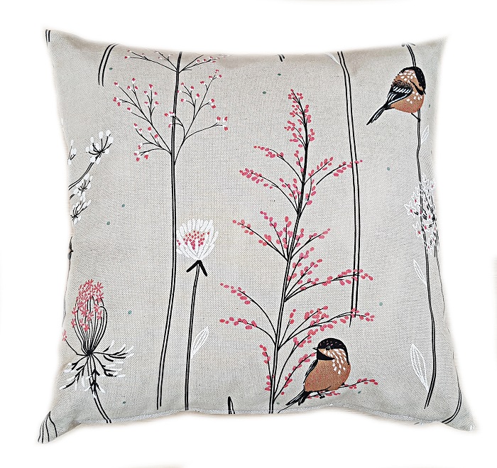 povlak na polštářek z režné látky ptáček