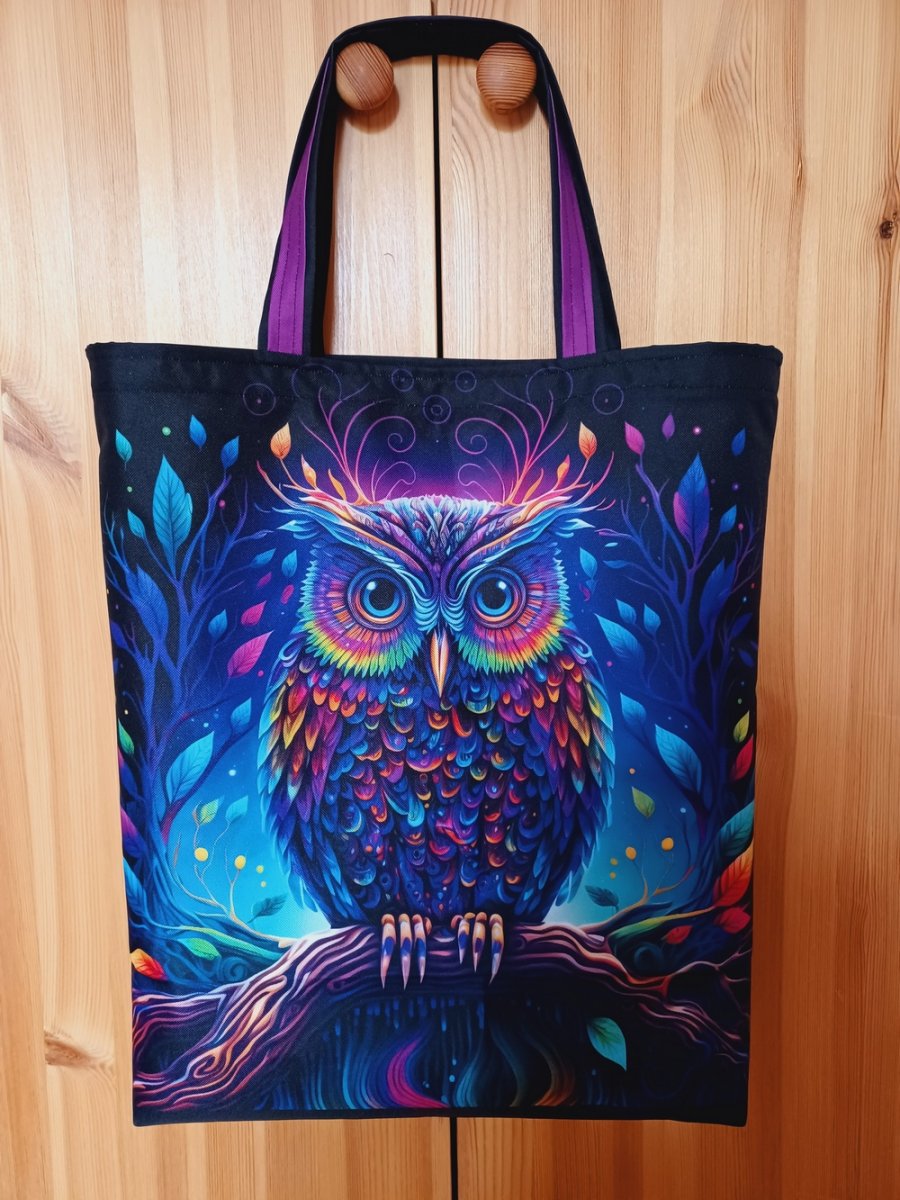 Nákupní taška z kočárkoviny se sovou