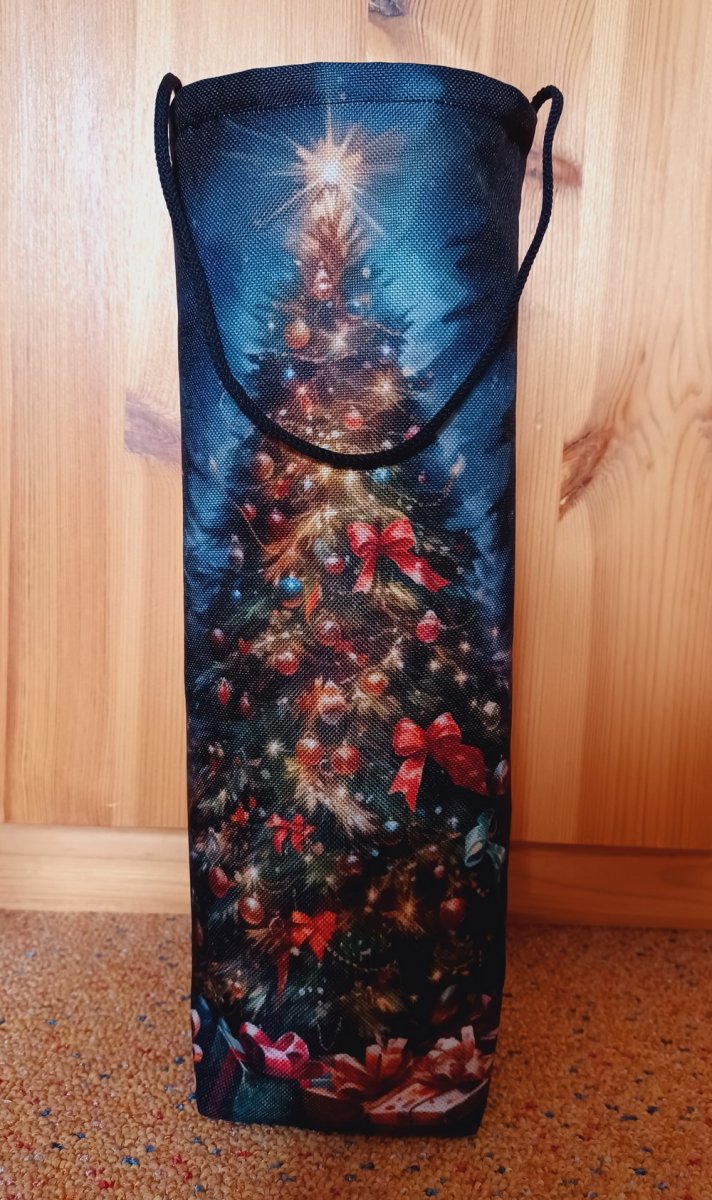 Vánoční dárková taška na víno z kočárkoviny