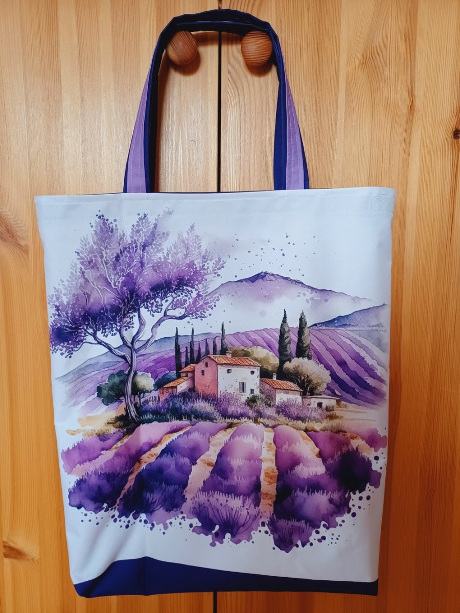 Nákupní taška z kočárkoviny s levandulí