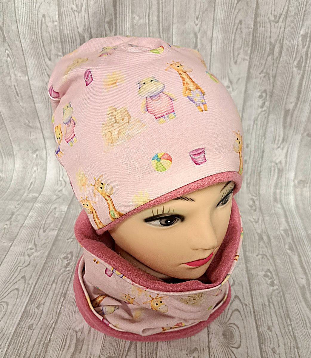 Čepice a nákrčník - žirafa, hroch,lev
