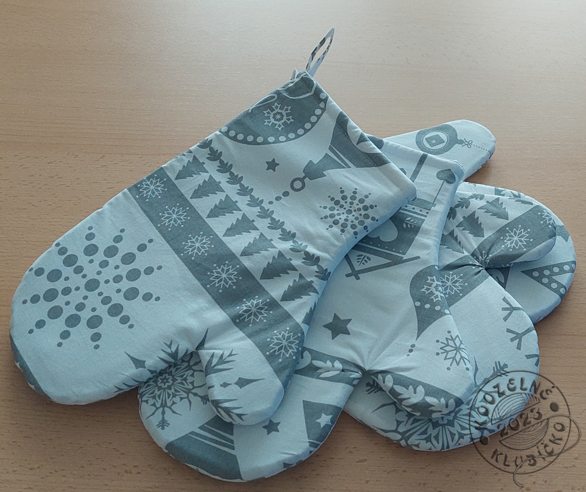 Vánoční chňapka ŠEDÉ MOTIVY s poutkem a magnetem - cena za 1 ks