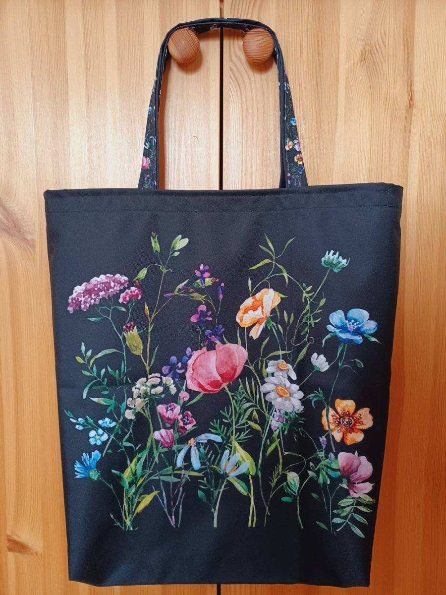 Nákupní taška z kočárkoviny rozkvetlá louka