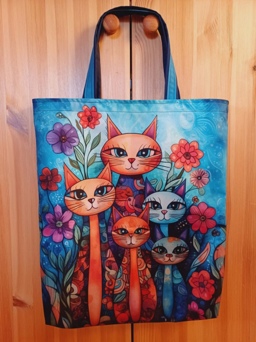 Nákupní taška z kočárkoviny veselé kočky