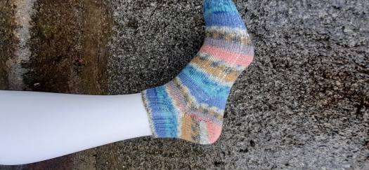 ponožky samovzorovací  růžovo modré III: