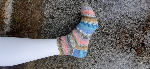 ponožky samovzorovací  růžovo modré II: