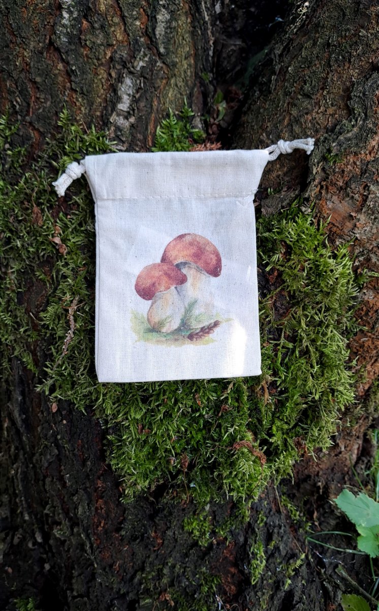 Bavlněný pytlík s potiskem hříbků